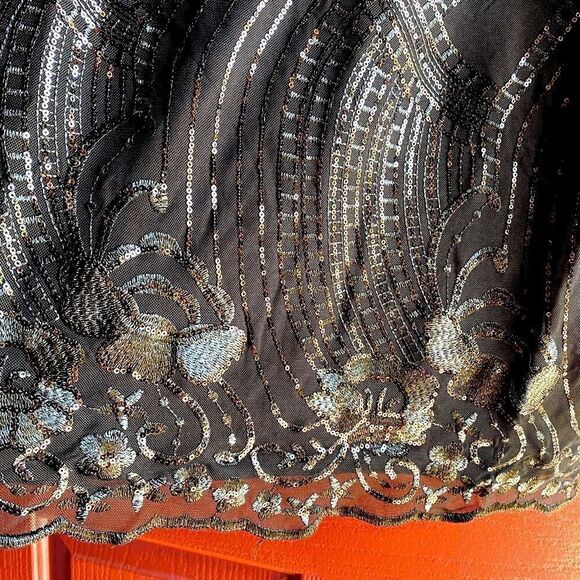 NWT SKY PLUS JET BLACK SEQUIN PEPLUM DRESS 2X - Picture 4 of 15